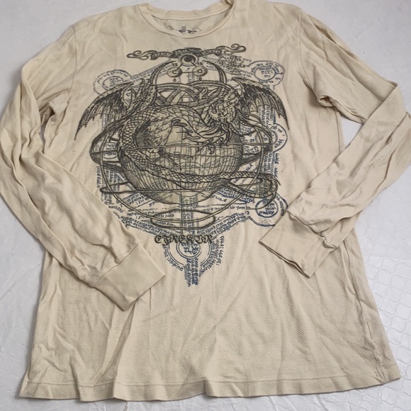 Drifter cream multicolor graphic long sleeve thermal M - Picture 1 of 7
